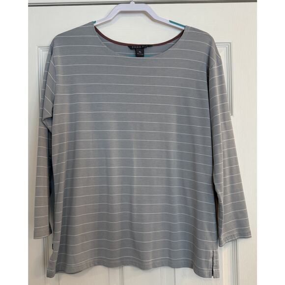 Free Fly Apparel Tops - FREE FLY Bamboo Top Women Sz XL Pullover Shirt Blue Gray Striped Casual Stretch